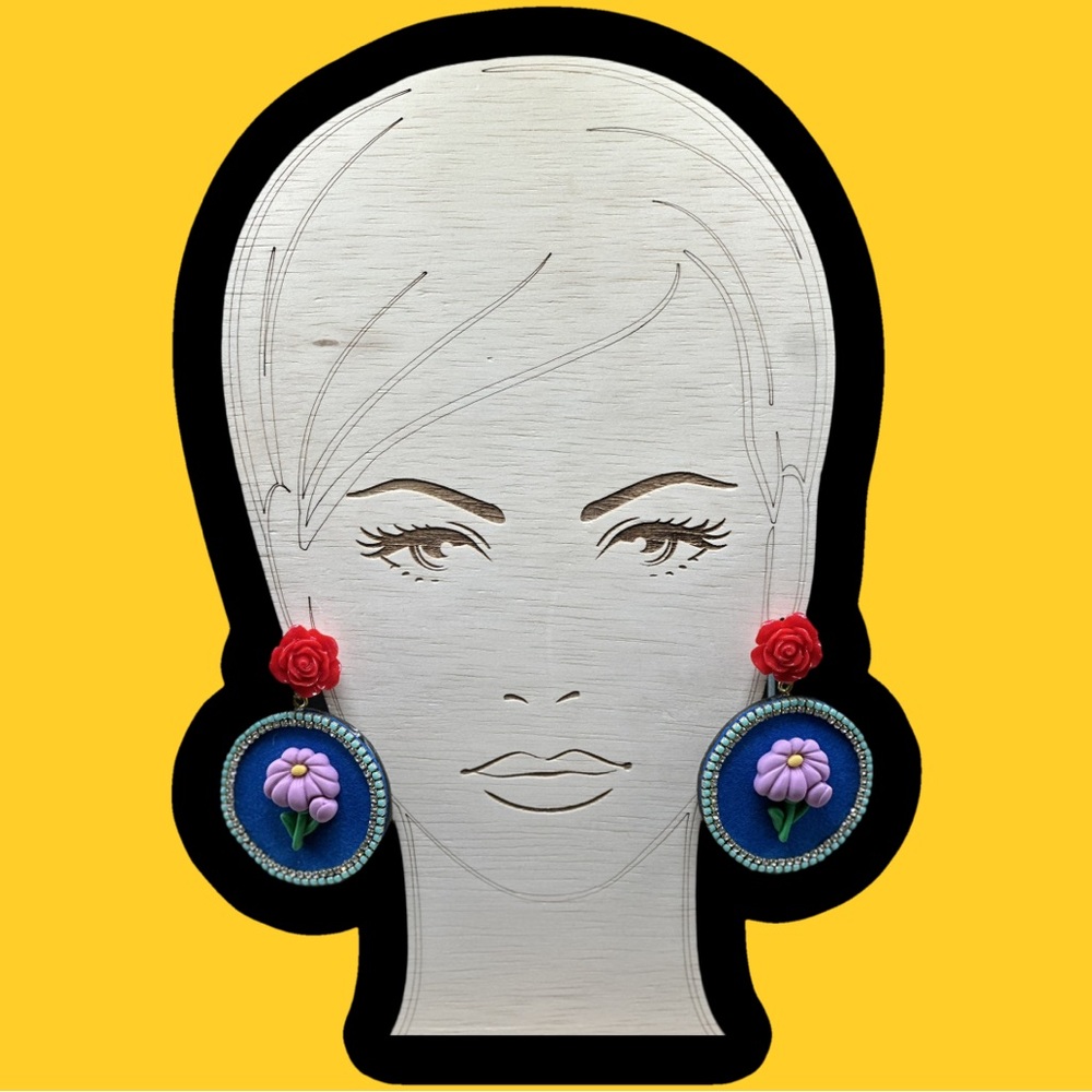 Bold Red and Purple Statement Earrings
